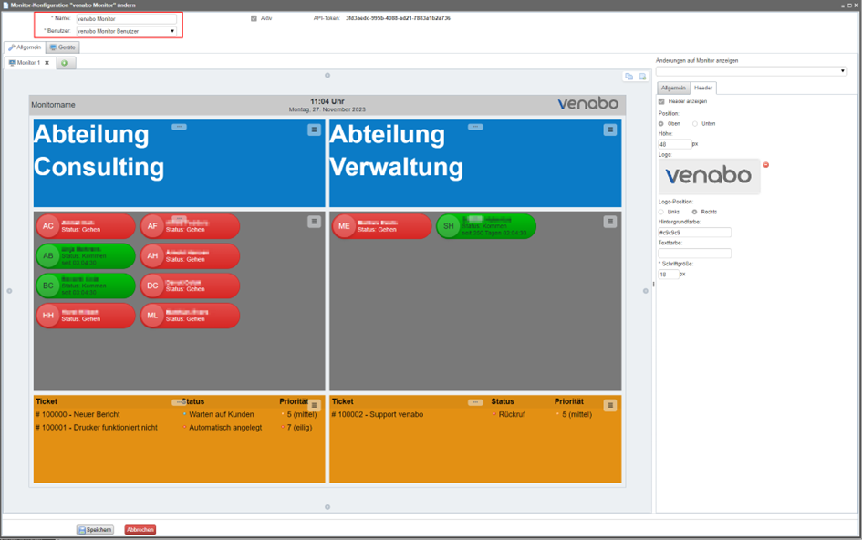 Beispiel einer fertigen Monitor-Konfiguration